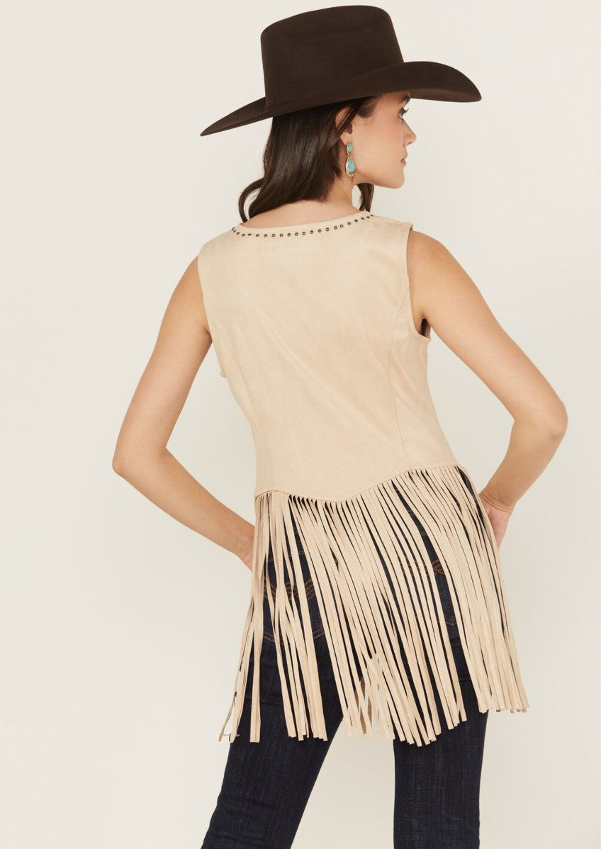 Monticello Fringe Faux Suede Studded Tank