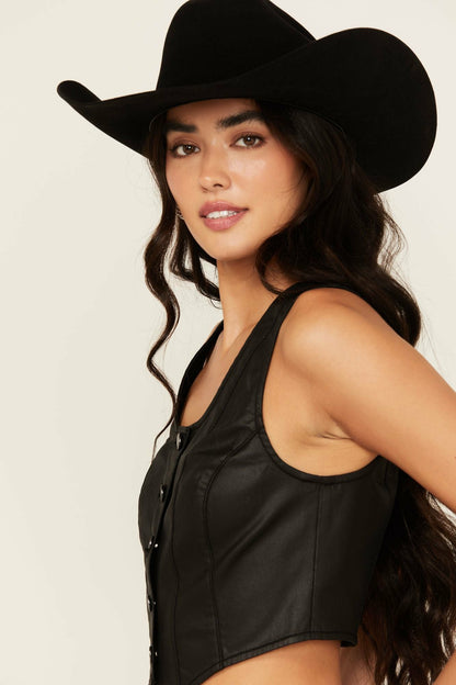 Coated Bustier Button-Down Vest