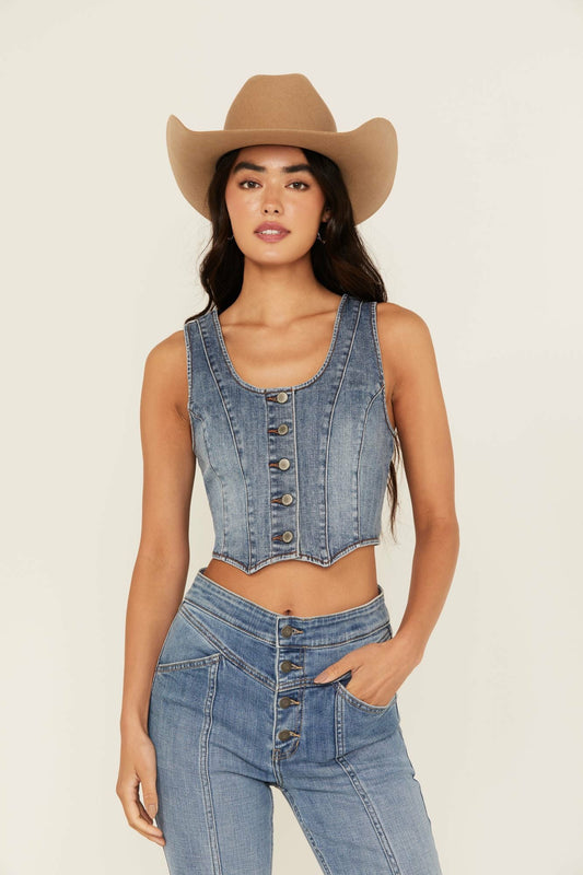 Ivywood Medium Wash Stretch Denim Vest