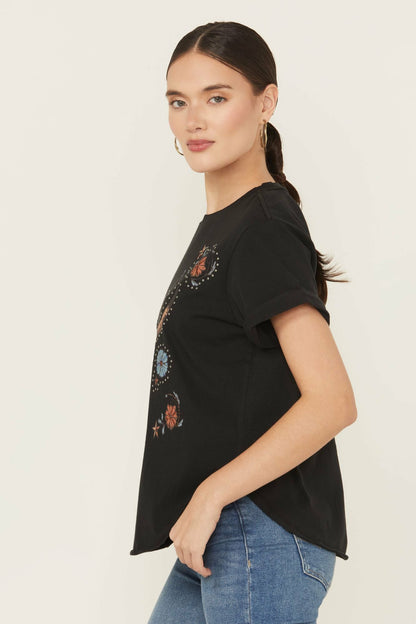 Studded Bull Skull Short Sleeve Graphic Tee