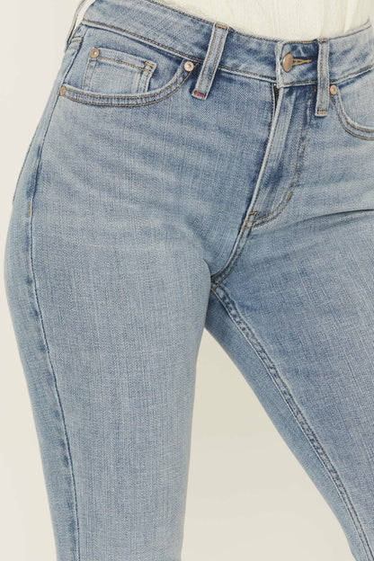 Outlaw Light Wash High Rise Double Back Yoke Bootcut Super Stretch Denim Jeans