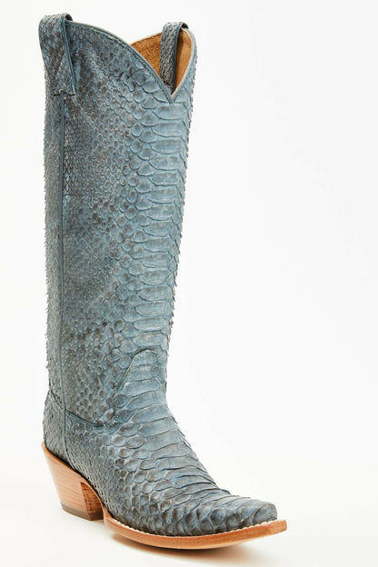 Slay Navy Python Tall Western Boots - Snip Toe
