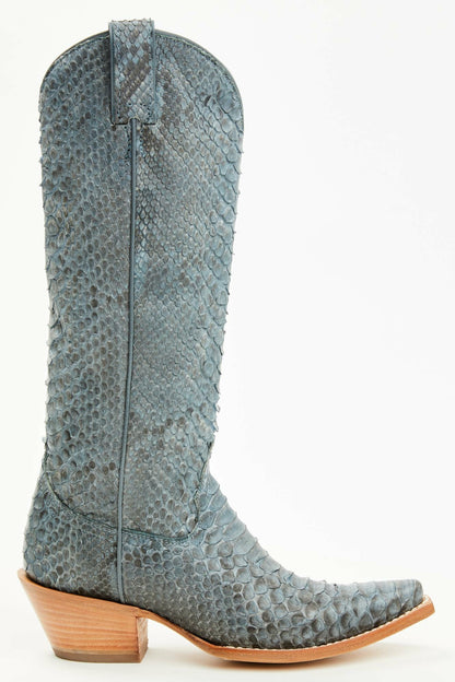 Slay Navy Python Tall Western Boots - Snip Toe