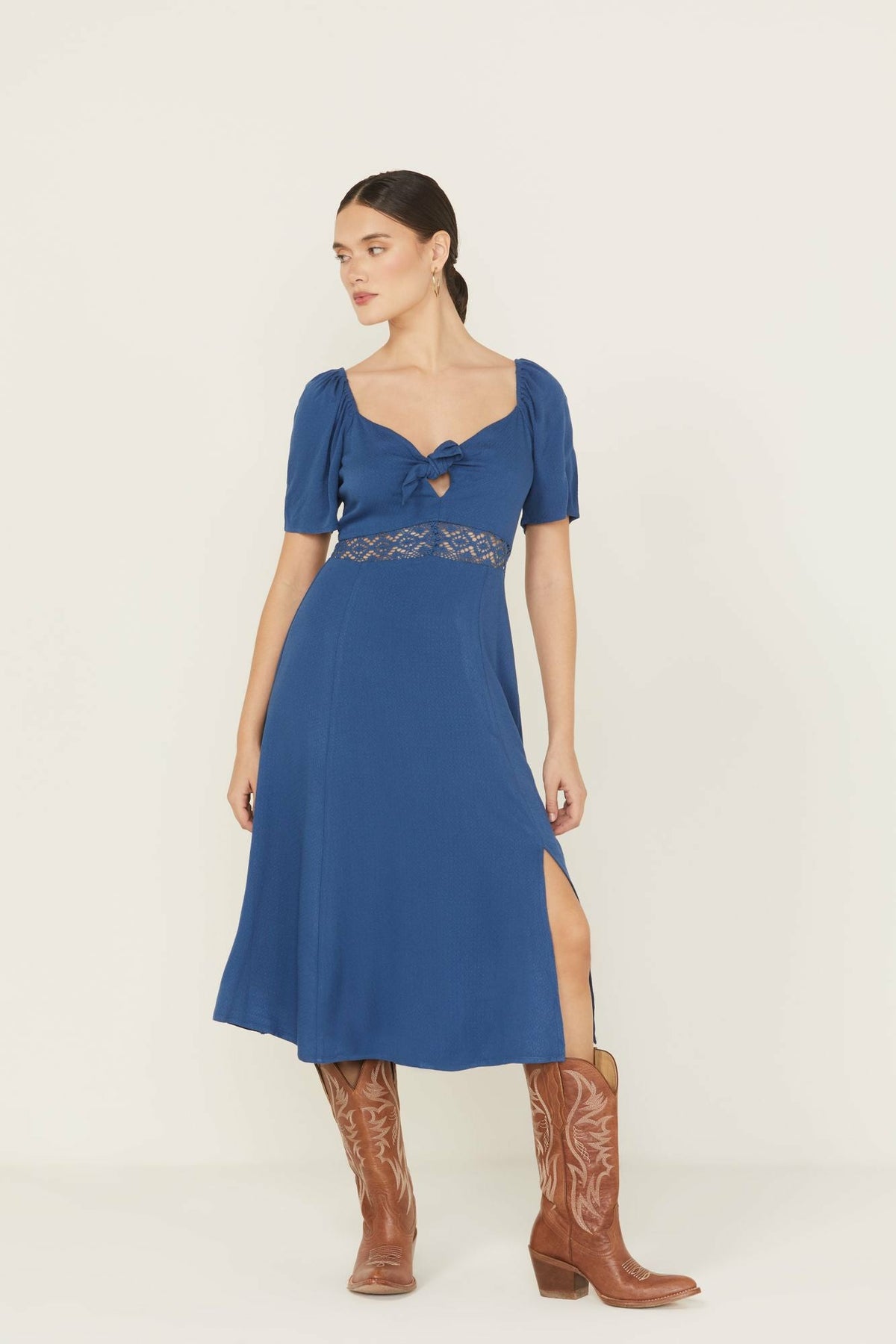 Beth Jacquard Print Short Sleeve Midi Dress