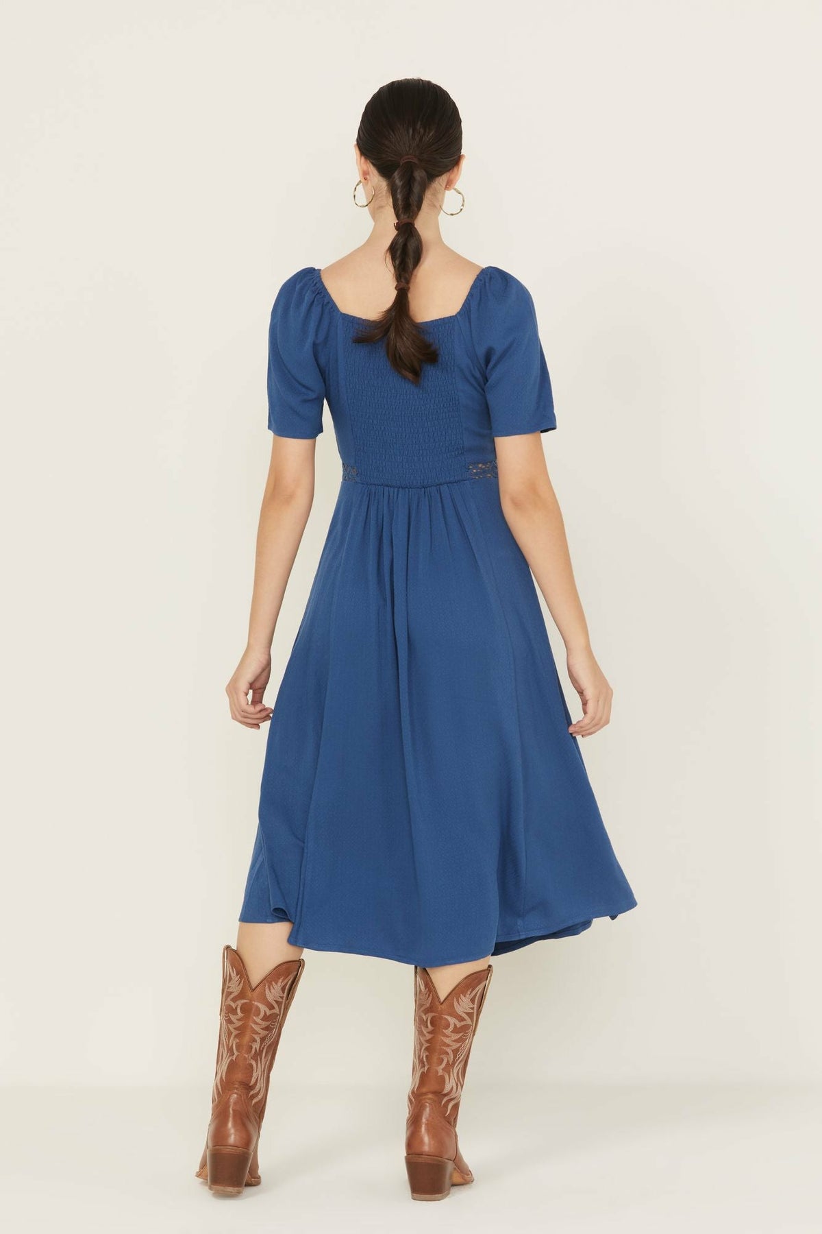 Beth Jacquard Print Short Sleeve Midi Dress