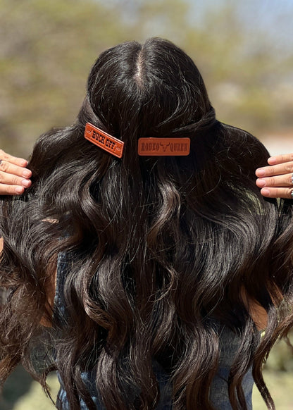 Buck Off Faux Leather Hair Clip Set - 2 Piece