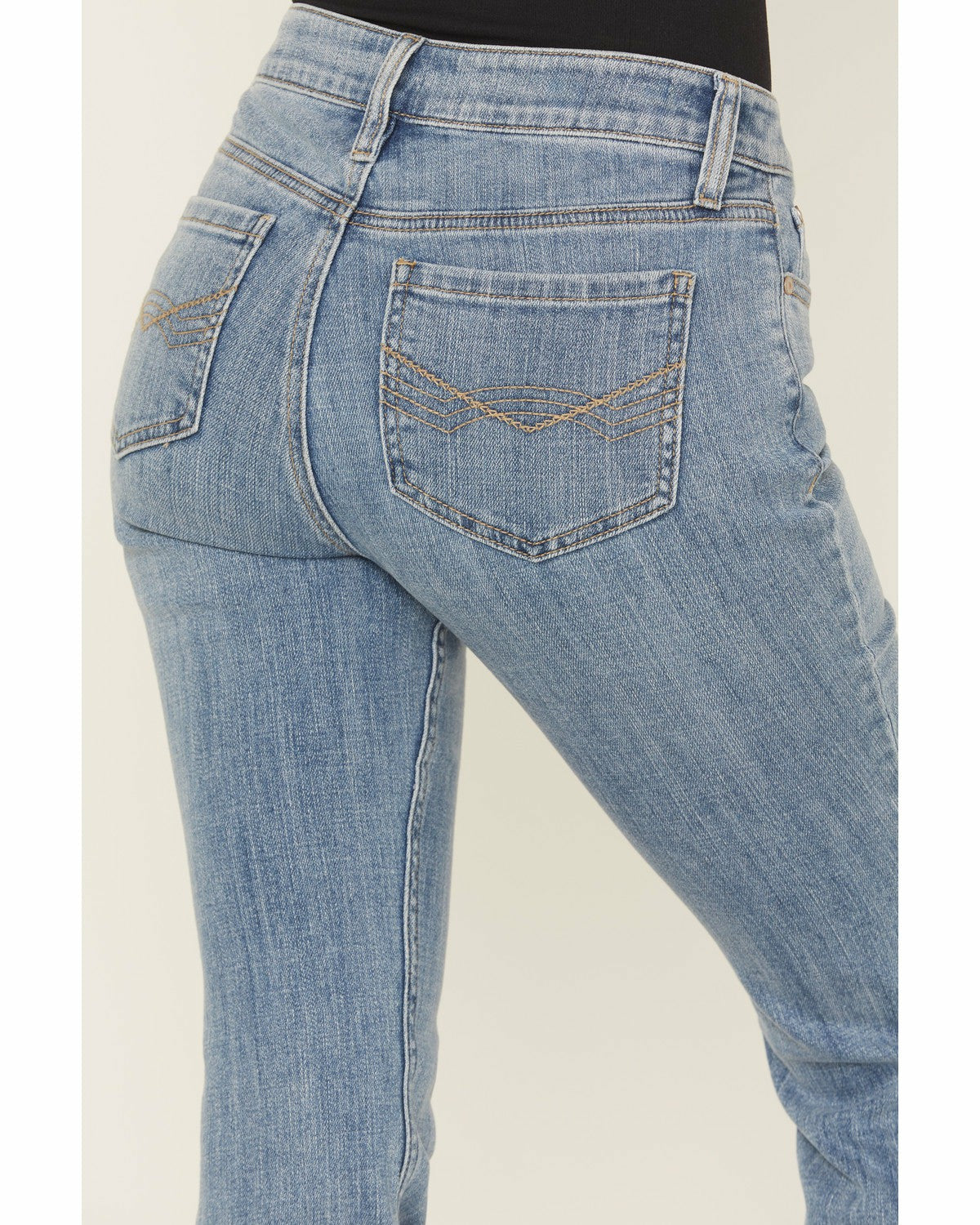 Hawkins Light Wash Rebel Mid Rise Boot Stitch Bootcut Super Stretch Denim Jeans