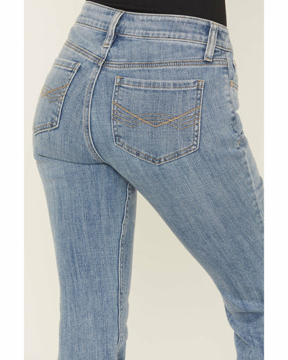 Hawkins Light Wash Rebel Mid Rise Boot Stitch Bootcut Super Stretch Denim Jeans
