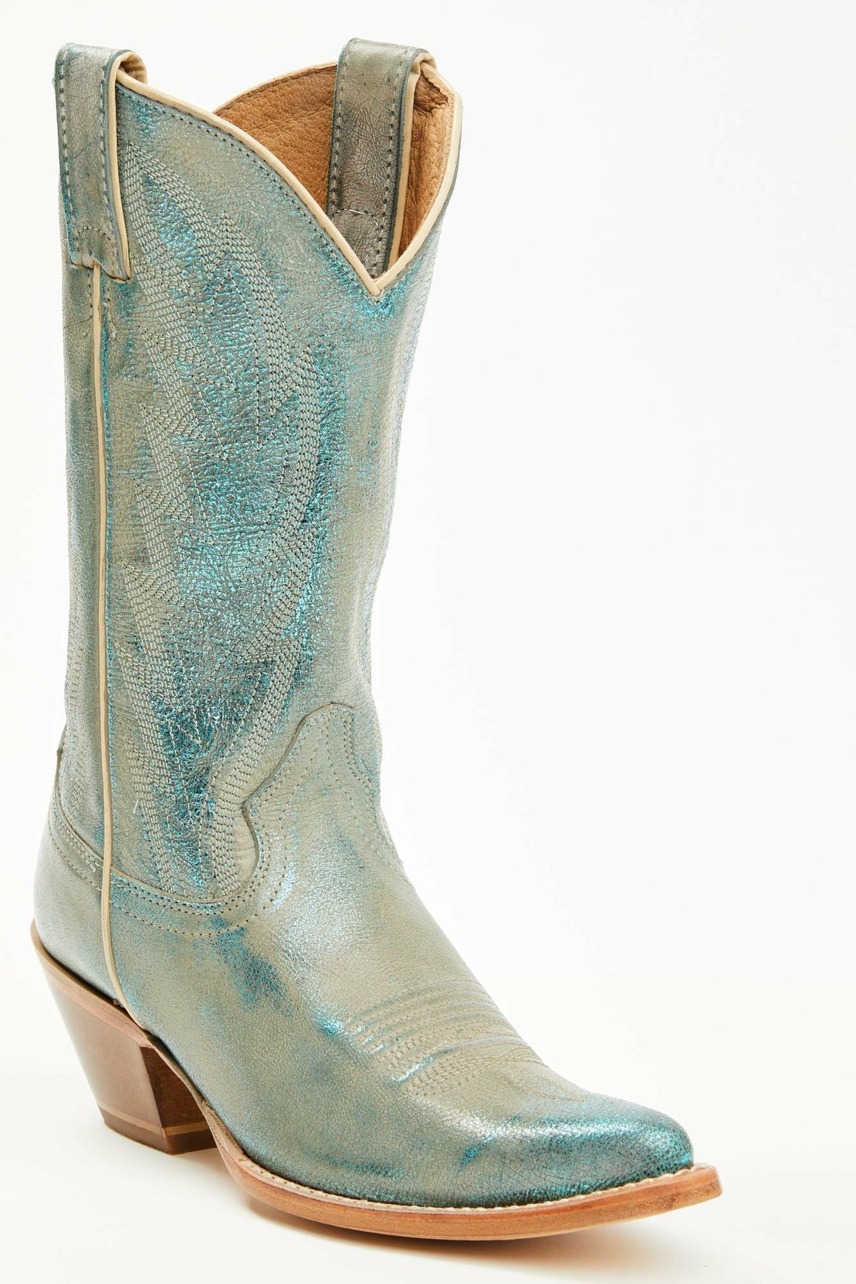 Two Step Turquoise Western Boots - Round Toe
