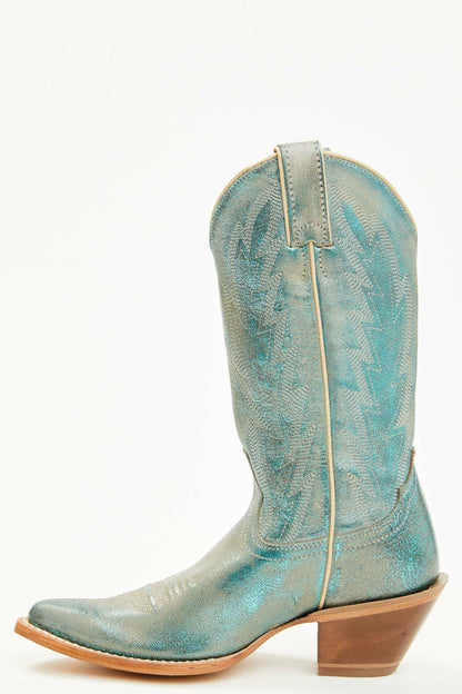 Two Step Turquoise Western Boots - Round Toe