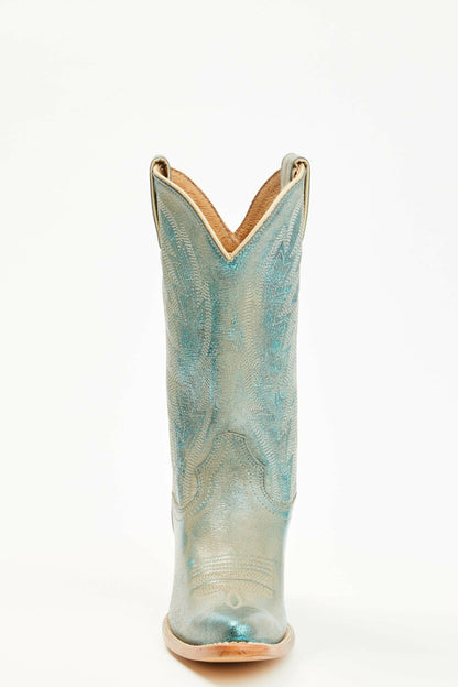 Two Step Turquoise Western Boots - Round Toe
