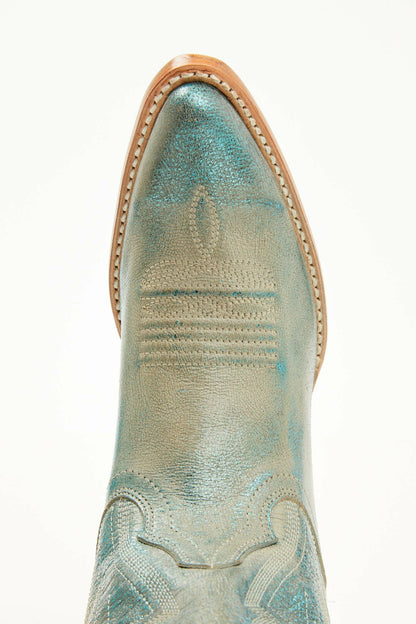 Two Step Turquoise Western Boots - Round Toe