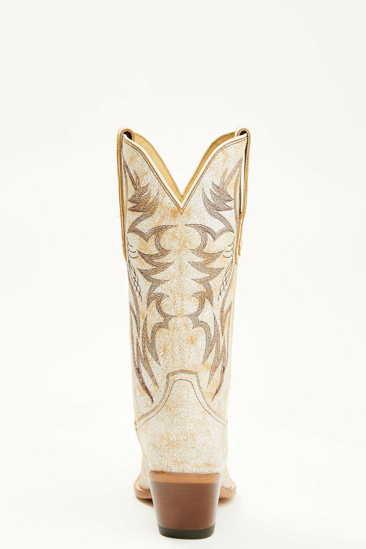Charmed Life Crackle White Leather Western Boots - Round Toe