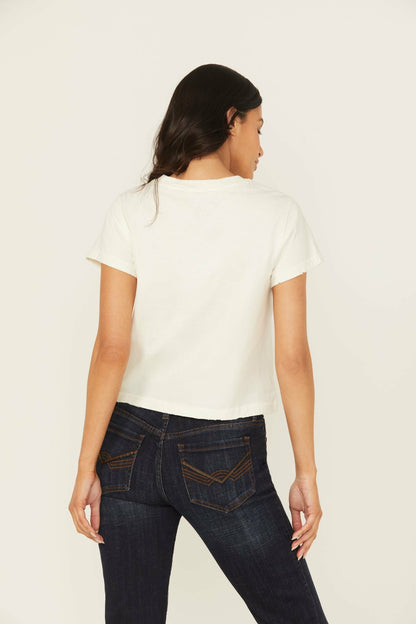 Rhinestone Rose Short Sleeve Cropped Graphic Tee