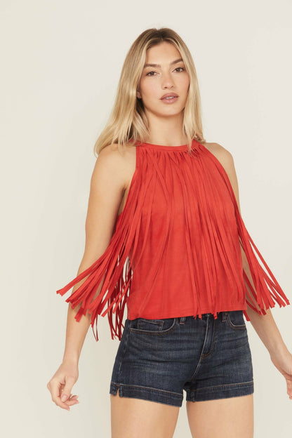 Madie Faux Suede Fringe Tank