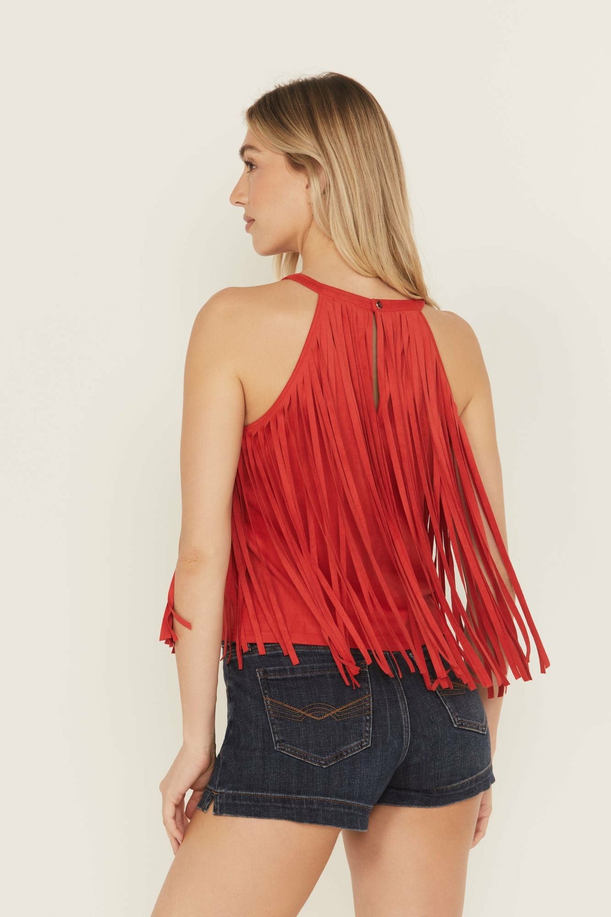 Madie Faux Suede Fringe Tank