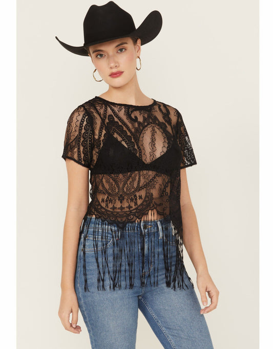 Lacey Fringe Short Sleeve Shirt