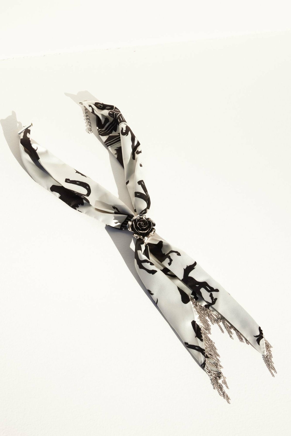 Georgia Chain Fringe Bandana Necklace with Rose Slider