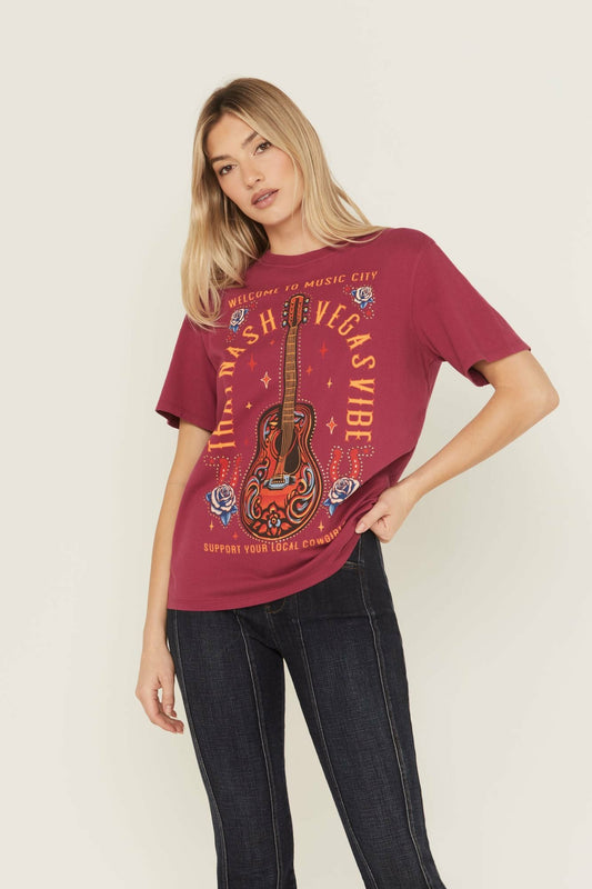 Rhinestone Music City Short Sleeve Boyfriend Graphic Tee