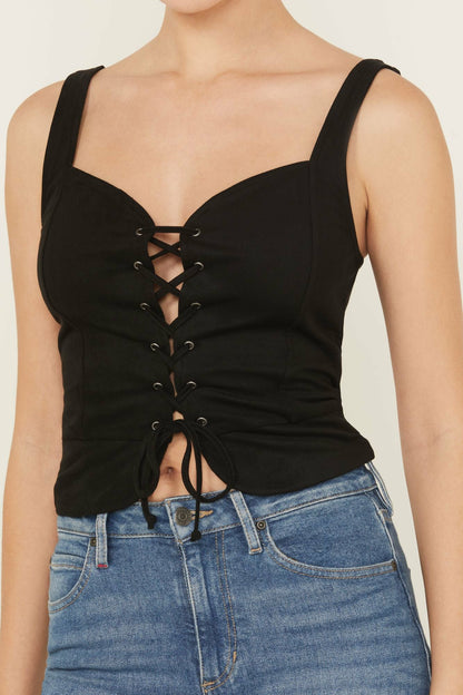 Eastland Faux Suede Lace-Up Corset
