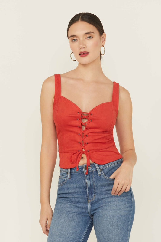 Eastland Faux Suede Lace-Up Corset