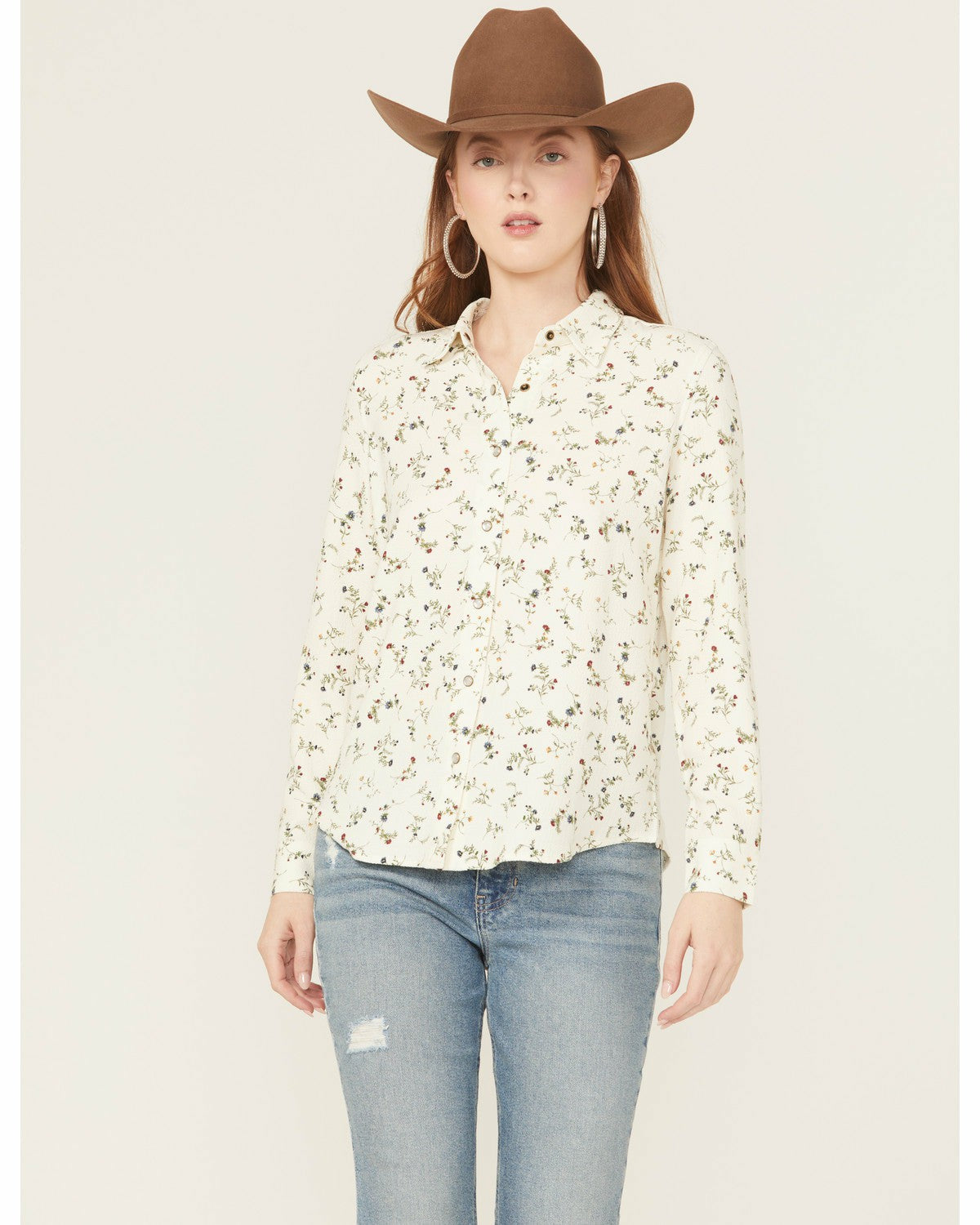 Snowden Floral Print Long Sleeve Featherlight Western Shirt