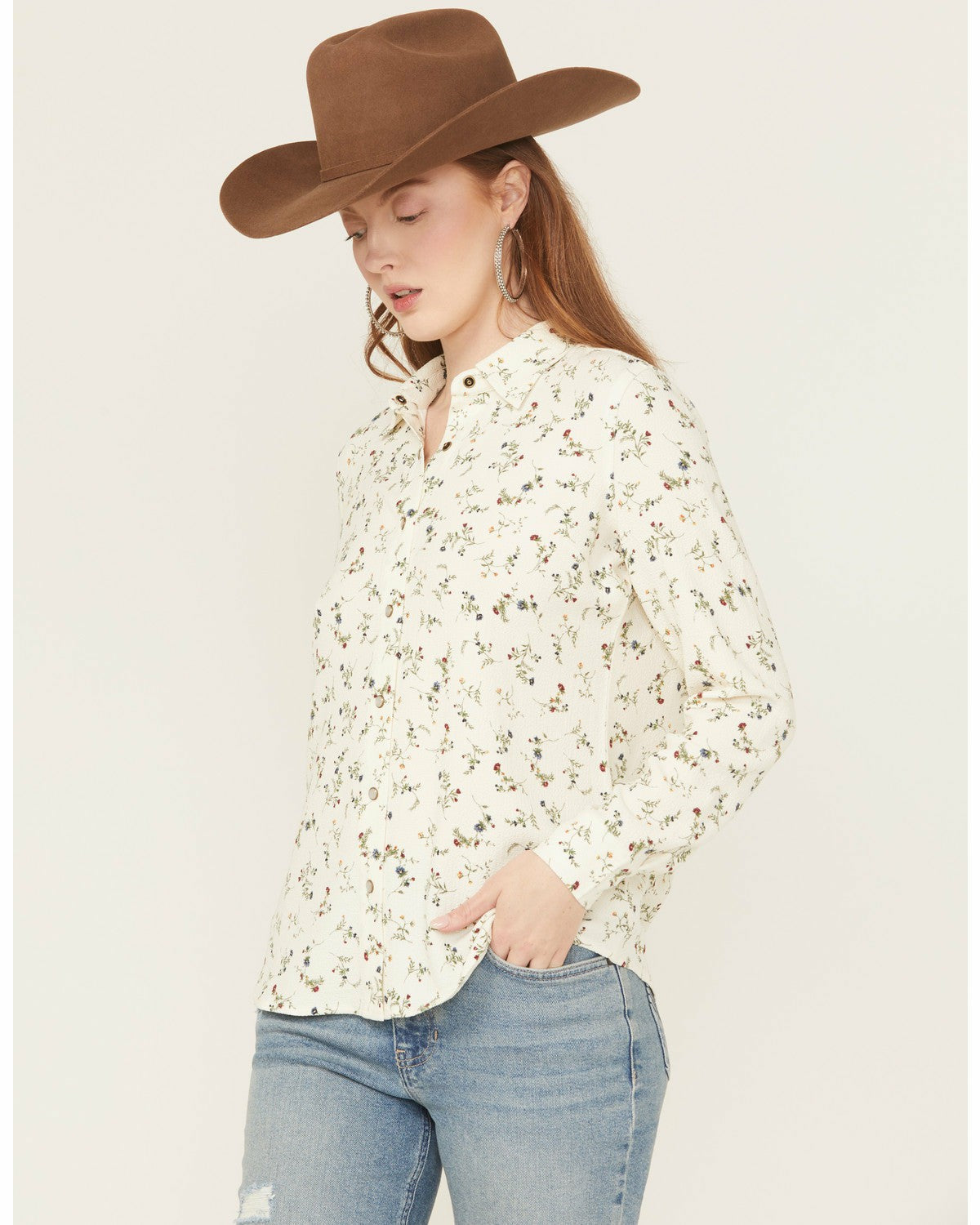 Snowden Floral Print Long Sleeve Featherlight Western Shirt