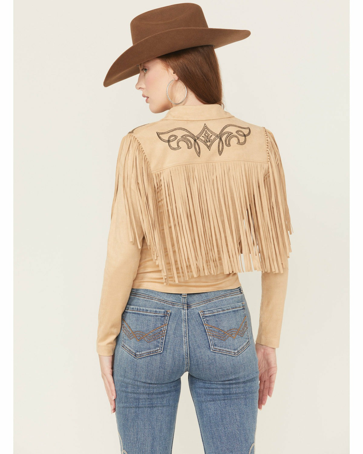 McKinney Faux Suede Long Sleeve Fringe Top
