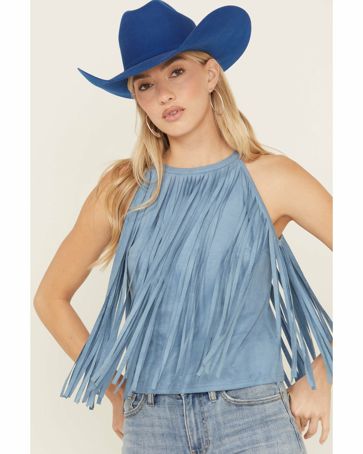 Madie Faux Suede Fringe Tank