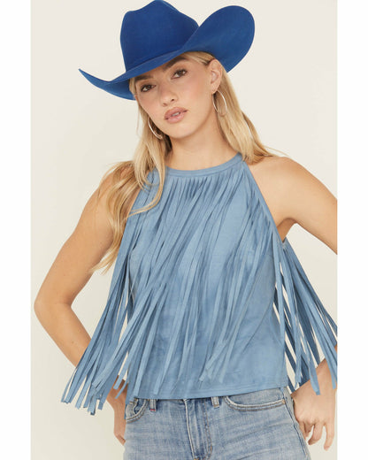 Madie Faux Suede Fringe Tank
