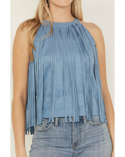 Madie Faux Suede Fringe Tank