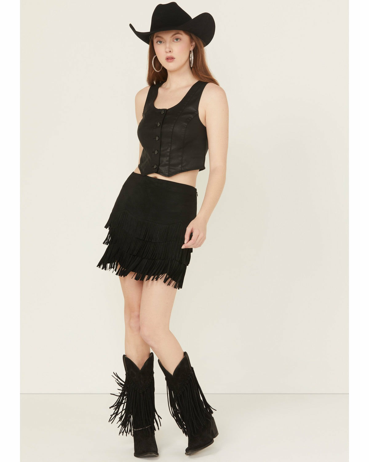 Lindale Faux Suede Fringe Mini Skirt