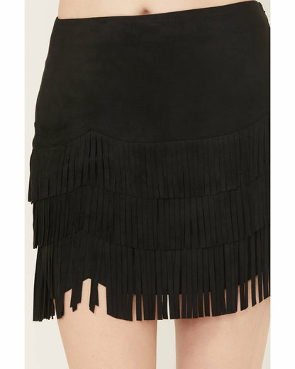 Lindale Faux Suede Fringe Mini Skirt