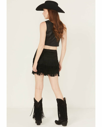 Lindale Faux Suede Fringe Mini Skirt