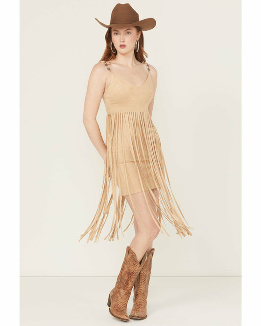 Ramsey Concho Trim Faux Suede Mini Dress