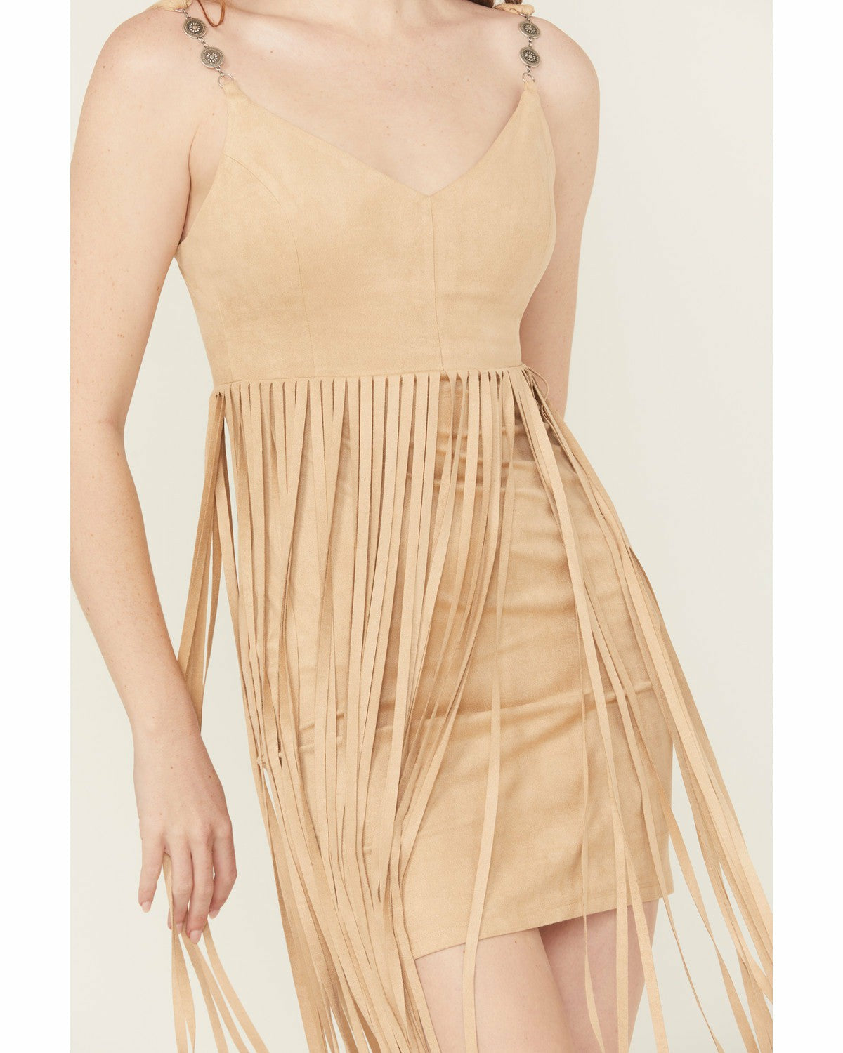 Ramsey Concho Trim Faux Suede Mini Dress