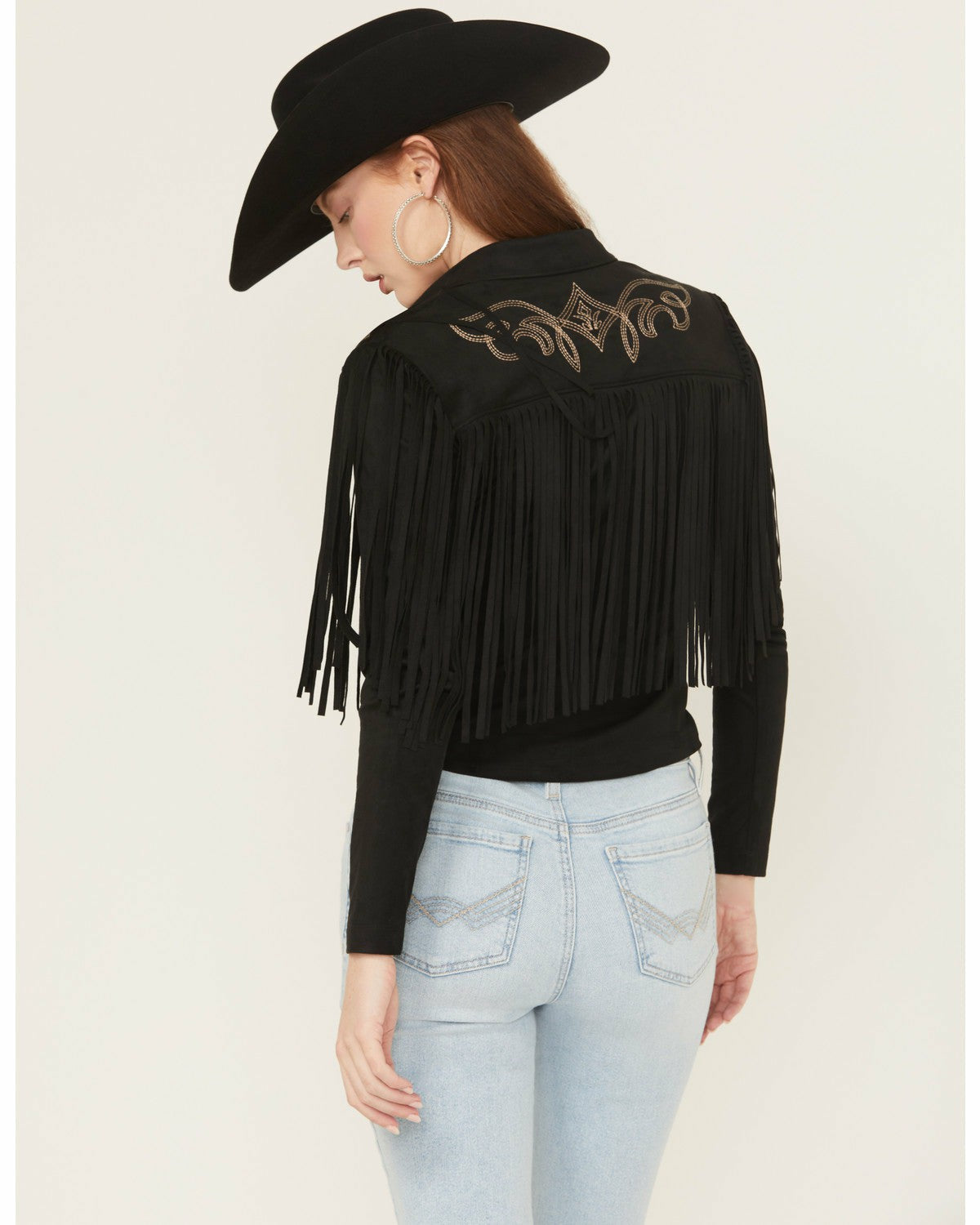 McKinney Faux Suede Long Sleeve Fringe Top
