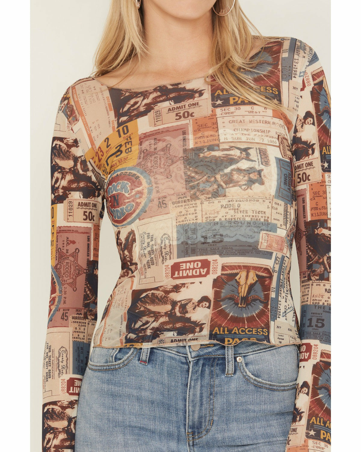 Rodeo Ticket Long Sleeve Mesh Shirt