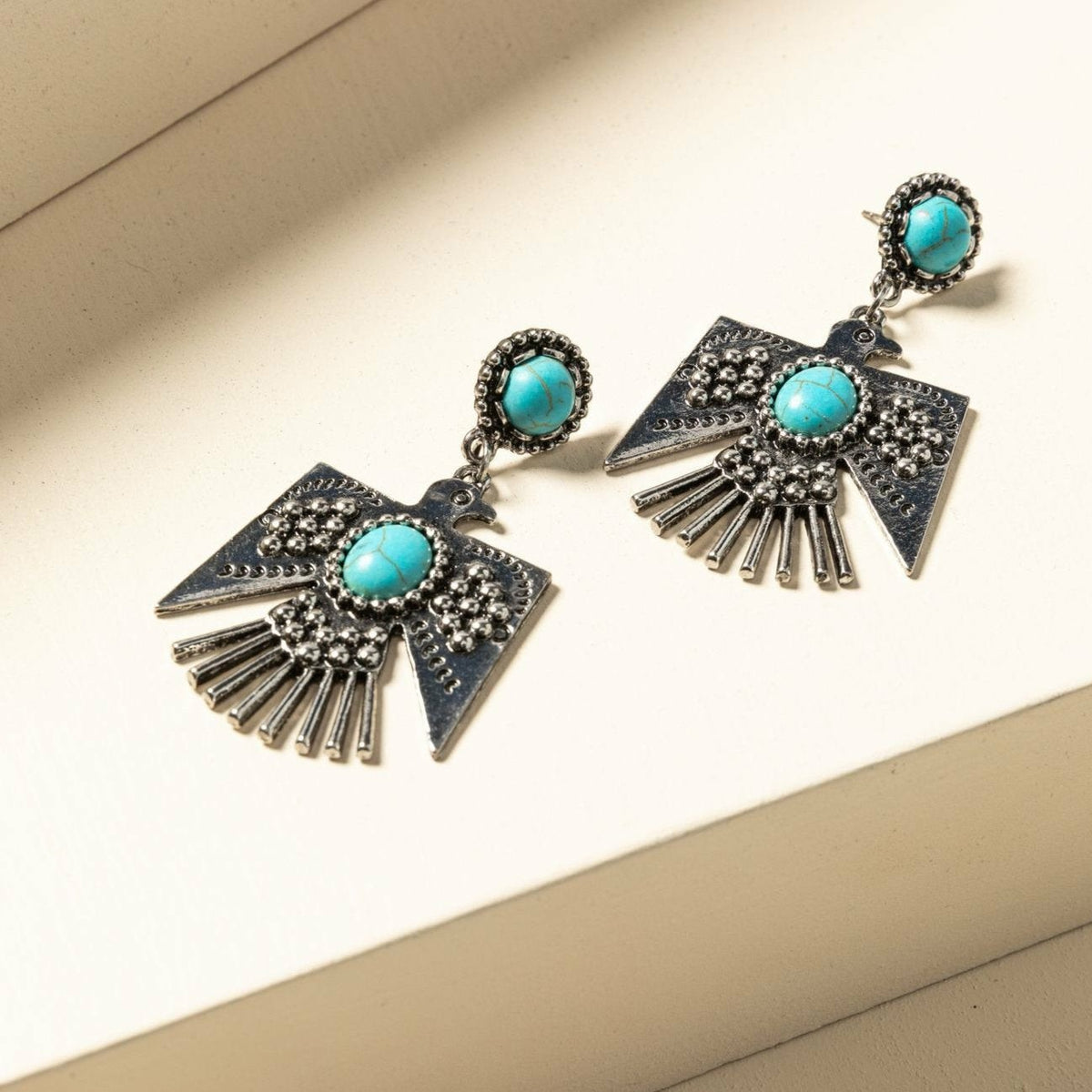 Turquoise Beaded Thunderbird Earrings