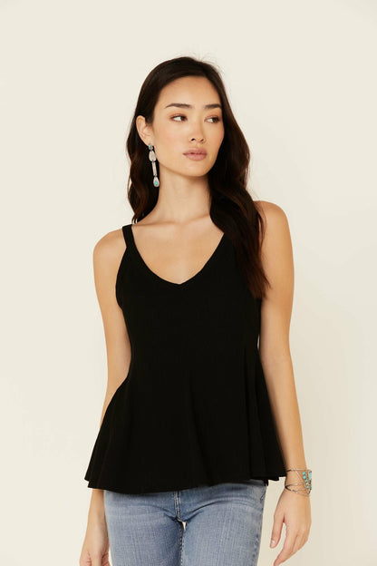 Godet Rib-Knit Tank Top