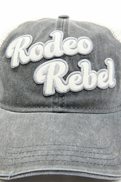 Rodeo Rebel Embroidered Mesh-Back Baseball Hat