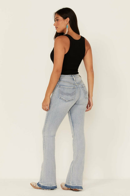 Light Wash Mustang High Risin Released Hem Flare Jeans