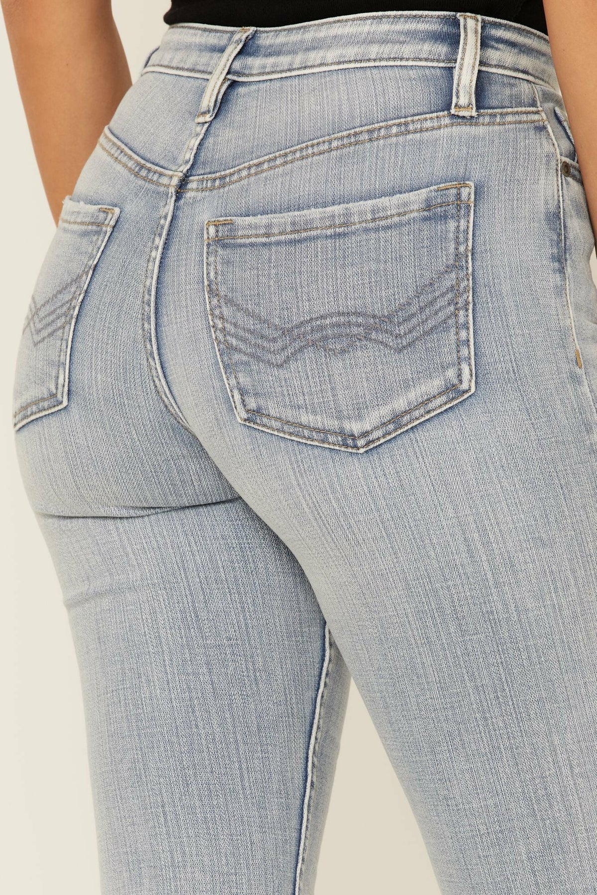 Light Wash Mustang High Risin Released Hem Flare Jeans