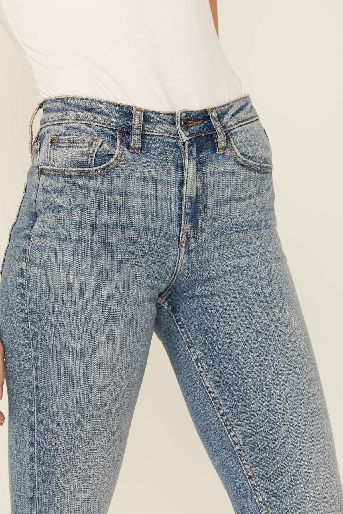 Medium Wash Old West High Risin Released Hem Flare Jeans