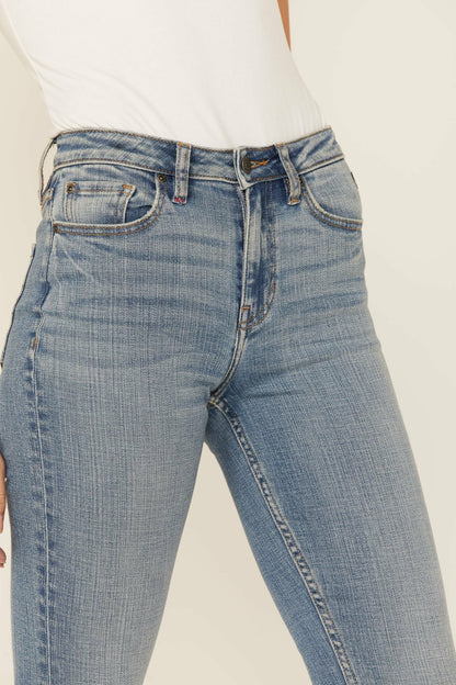 Medium Wash Old West High Risin Released Hem Flare Jeans
