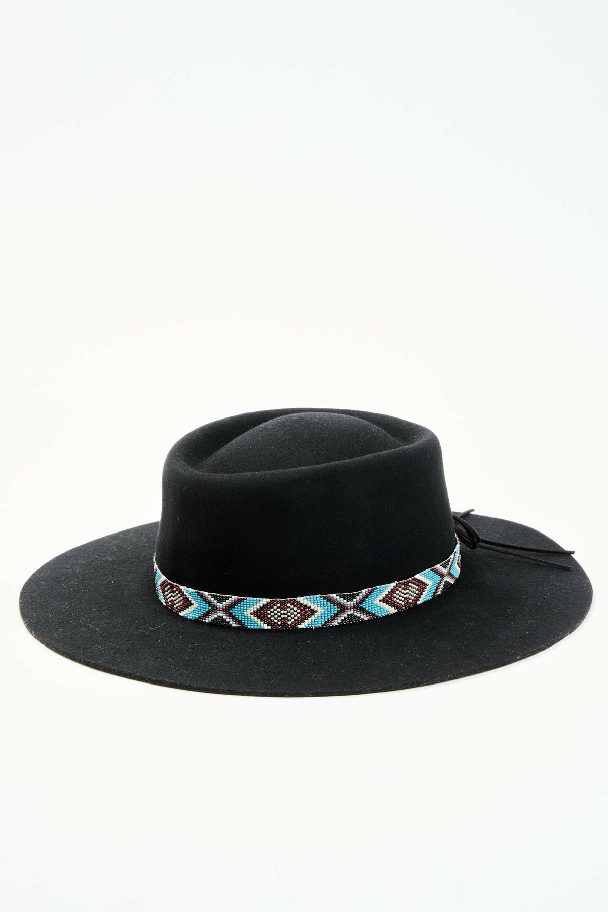 Draw The Line Beaded Band Wool Felt Western Hat
