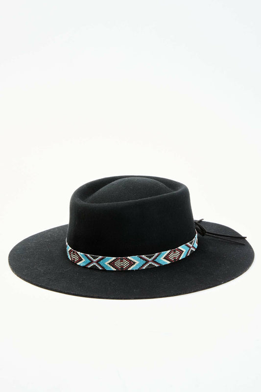 Draw The Line Beaded Band Wool Felt Western Hat