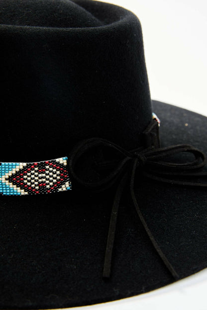 Draw The Line Beaded Band Wool Felt Western Hat