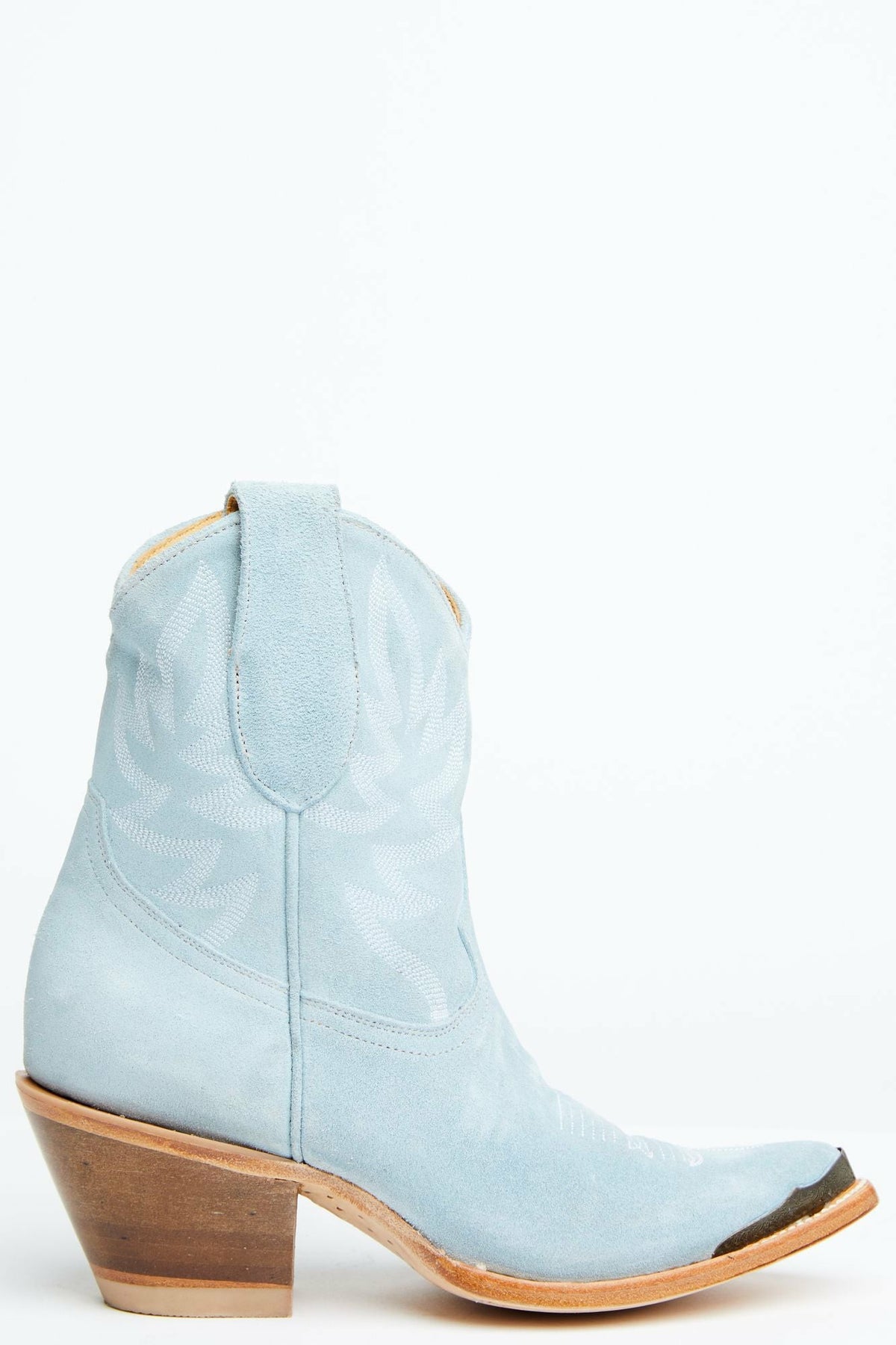 Wheels Blue Suede Western Booties - Round Toe