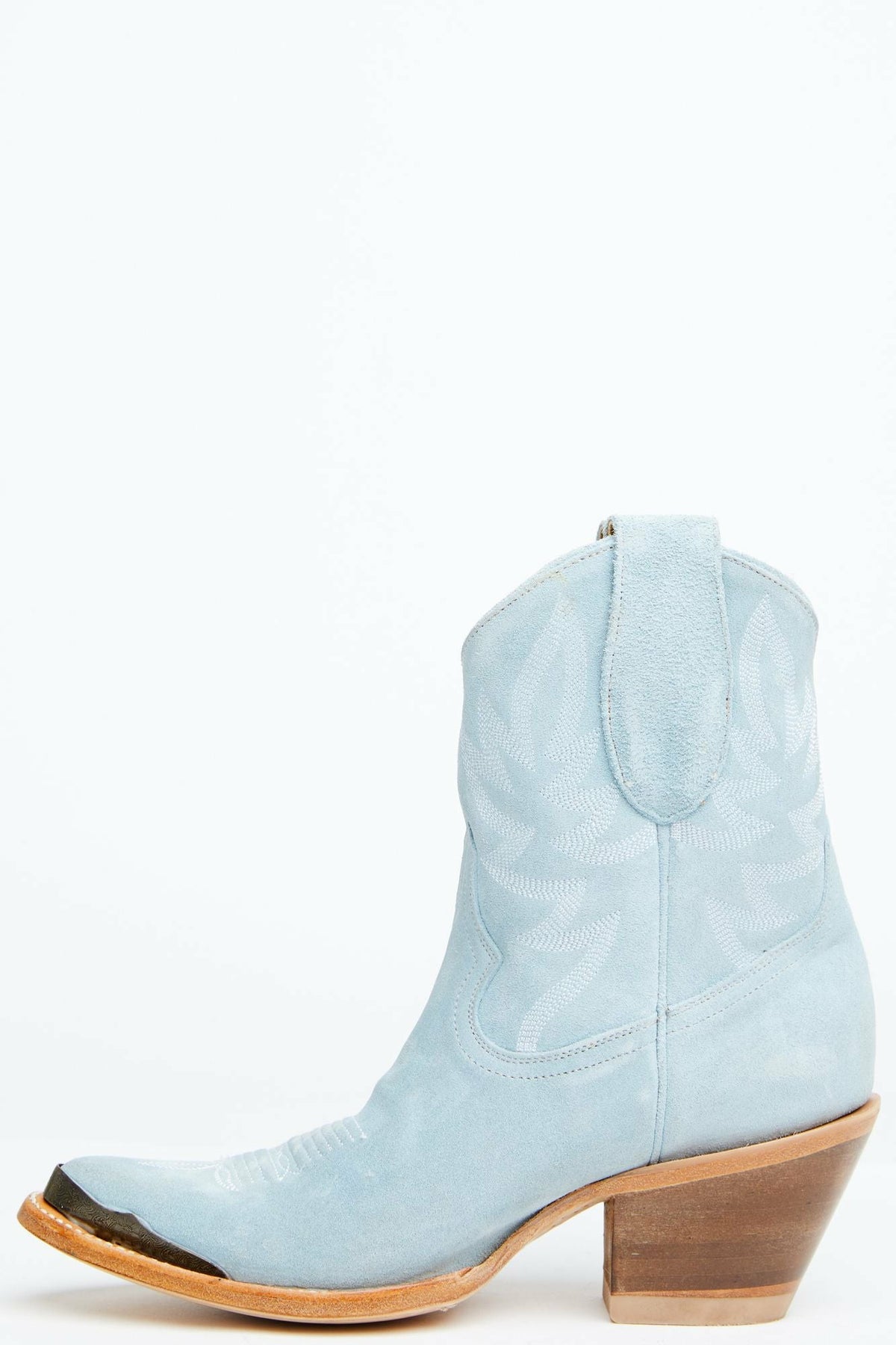 Wheels Blue Suede Western Booties - Round Toe